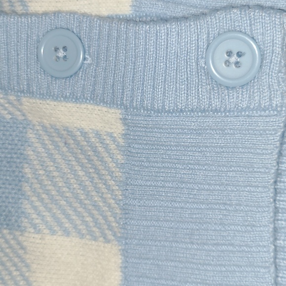 Divided H&M Womens Cropped Cardigan Sweater Long Sleeve Blue White Checkered - Picture 3 of 7